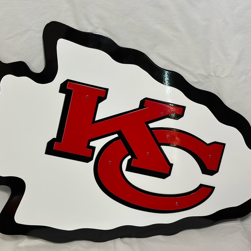 Red and White KC Chiefs Wall Sign man cave nfl decor Kansas City chiefs